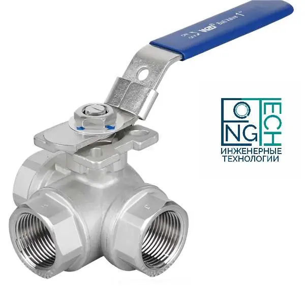 Кран шаровый нержавеющий BP полнопроходной 3-ходовой т-образный Benarmo Кран шаровый нержавеющий BP полнопроходной 3-ходовой т-образный Benarmo