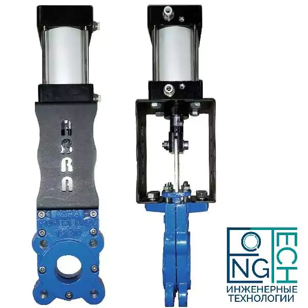 Задвижка шиберная (затворы ножевые) ABRA-KV-03 с пневмоприводом Задвижка шиберная (затворы ножевые) ABRA-KV-03 с пневмоприводом