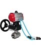 Кран шаровой DN.ru BV3232P(2pc)-FP-T-ISO-H Ду65 Ру40, полнопроходной внутреннняя резьба, нержавеющая сталь SS316, уплотнение - PTFE, с пневмоприводом PA-DA-083, с пневмораспределителем 4V320-08 220В, с ручным дублером MON2-450-T28-ISO Иваново