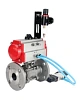 Кран шаровой DN.ru BV3232P(3pc)-FP-F-ISO-H Ду50 Ру40, трехсоставной полнопроходной фланцевый, нержавеющая сталь SS316, уплотнение - PTFE, с пневмоприводом PA-SA-105 с возвратными пружинами, с пневмораспределителем 4V320-10 220В, с БПВ AFC2000 Иваново