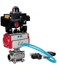 Кран шаровой DN.ru BV3232P(3pc)-FP-W-ISO-H Ду65 Ру25, полнопроходной под приварку, нержавеющая сталь SS316, уплотнение - PTFE, с пневмоприводом PA-DA-083 двойного действия, с пневмораспределителем 4V320-10 220В, с БКВ APL-410N EX Иваново