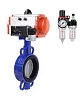 Затвор дисковый поворотный DN.ru WBV1132N-2W-Fb-H Ду80 Ру16, корпус - чугун GG25, диск - нержавеющая сталь 316L, уплотнение - NBR, с пневмоприводом DN.ru PA-SA-105 с возвратными пружинами, с пневмораспределителем 4V320-10 220В, с БПВ AFC2000 Иваново