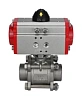 Кран шаровой DN.ru BV3232P(3pc)-FP-W-ISO-H Ду25 Ру63 полнопроходной двухходовой, нержавеющая сталь SS316, под приварку, уплотнение - PTFE, с пневмоприводом DN.ru PA-DA-52 двойного действия Иваново