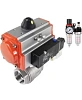 Кран шаровой DN.ru BV3232P(2pc)-FP-T-ISO-H Ду25 Ру63, полнопроходной внутреннняя резьба, нержавеющая сталь SS316, уплотнение - PTFE, с пневмоприводом PA-SA-065 с возвратными пружинами, с пневмораспределителем 4V320-10 220В, с БПВ AFC2000 Иваново