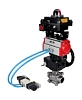 Кран шаровой DN.ru BV3232P(3pc)-FP-W-ISO-H Ду10 Ру63, полнопроходной под приварку, нержавеющая сталь SS316, PTFE, с пневмоприводом PA-DA-052 двойного действия, с пневмораспределителем 4V320-08 220В, с БКВ APL-410N EX, с ручным дублером MON1-250-T26-ISO Иваново
