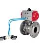 Кран шаровой DN.ru BV3232P(2pc)-FP-F-ISO-H Ду150 Ру16, 27х27, полнопроходной фланцевый, нержавеющая сталь SS316, уплотнение - PTFE, с пневмоприводом PA-SA-210 с возвратными пружинами, с пневмораспределителем 4V320-08 220В Иваново