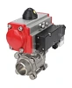 Кран шаровой DN.ru BV3232P(3pc)-FP-W-ISO-H Ду25 Ру63, полнопроходной под приварку, нержавеющая сталь SS316, уплотнение - PTFE, с пневмоприводом PA-DA-052 двойного действия, с пневмораспределителем 4M310-08 24В NAMUR Иваново