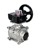 Кран шаровой DN.ru BV3232P(3pc)-FP-W-ISO-H Ду15 Ру63 полнопроходной двухходовой, нержавеющая сталь SS316, под приварку, уплотнение - PTFE, с ISO фланцем и редуктором DN.ru HGB RQN1-180Z с индикатором положения Иваново