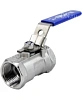 Кран шаровой DN.ru BV3232P-SP-T-H Ду25 Ру63 стандартнопроходной двухходовой, нержавеющая сталь SS316, внутренняя резьба, уплотнение - PTFE, ручка-рычаг Иваново